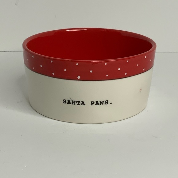 Rae Dunn “Santa Paws” Ceramic dog bowl size 5.75X2.75 EUC - Picture 8 of 8